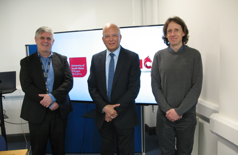 Jon Maddy, director of the Hydrogen Centre pictured with Altaf Hussain and Dr Stephen Carr, research fellow at the centre.