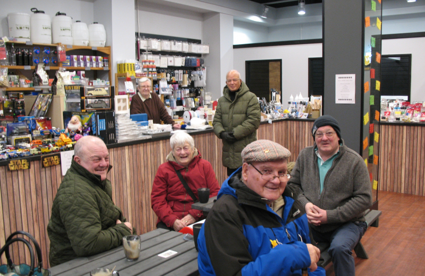 Altaf meeting customers at the Bridgend Market Hall Cafe