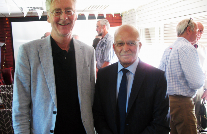 Altaf with John Coombe-Tennant whose family built the canal and still own it