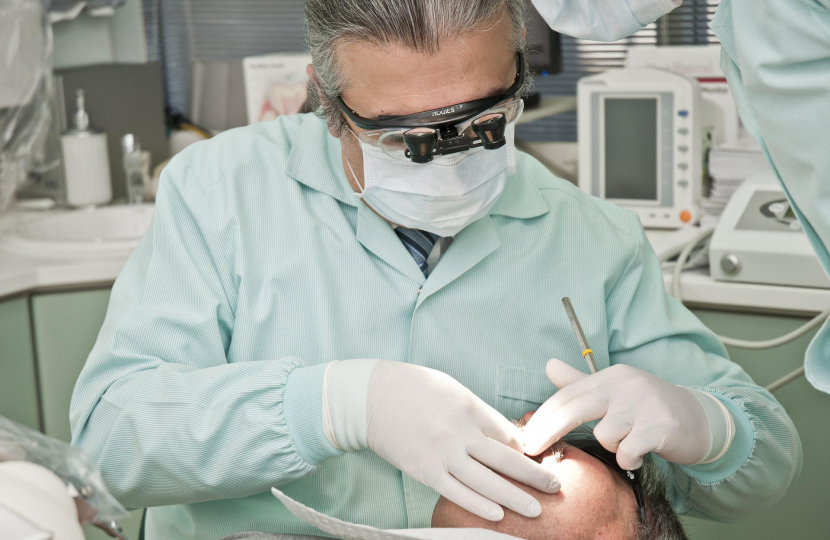 Dentist working on a patient